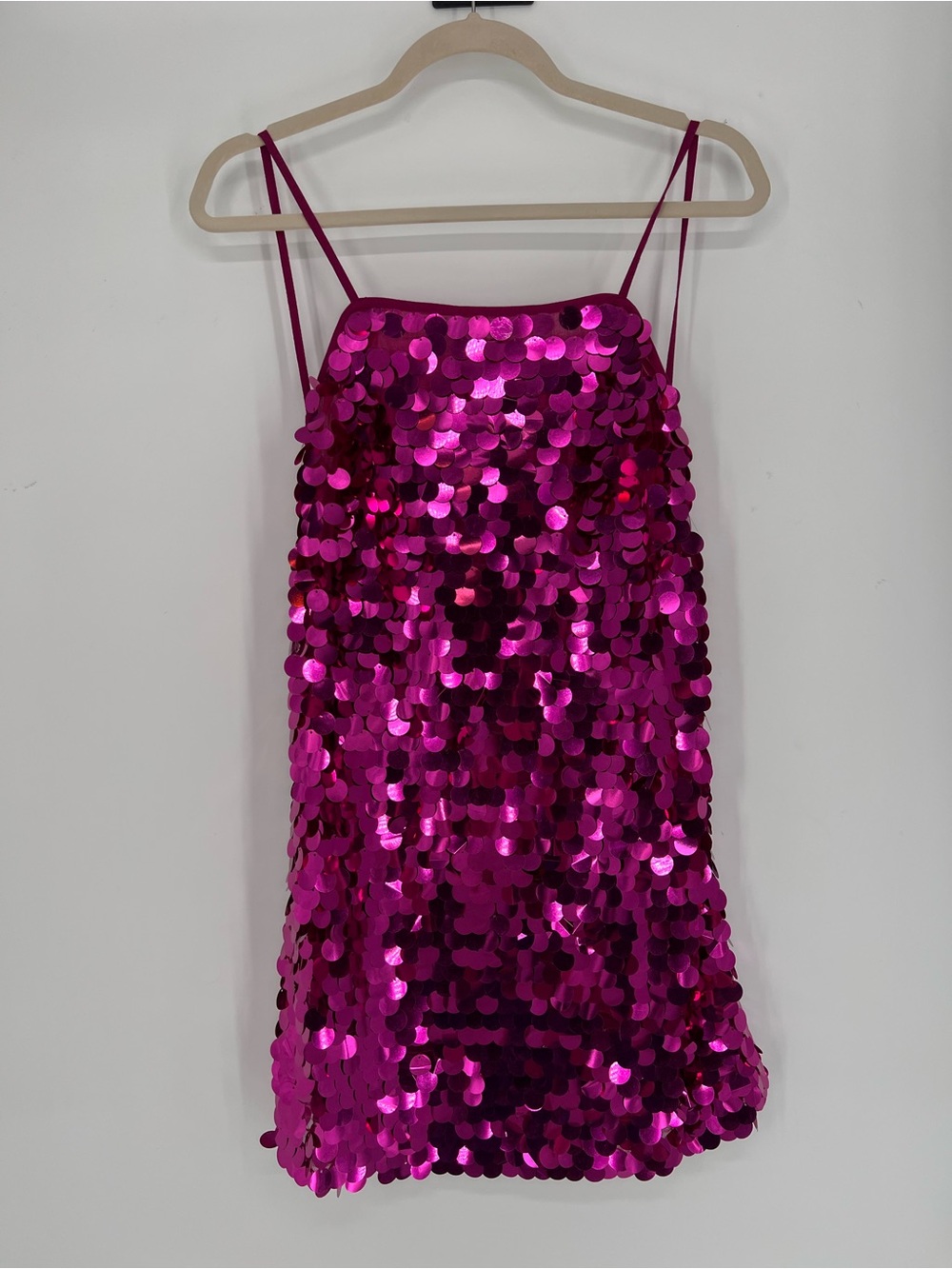 Sundress Hot Pink Fushia Sequin Low Back Party Cocktail Mini Dress XS/S